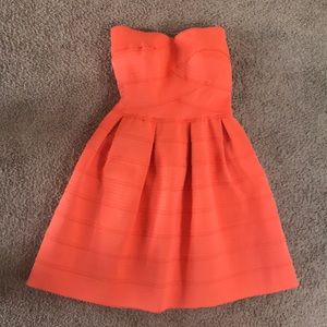 Coral strapless dress